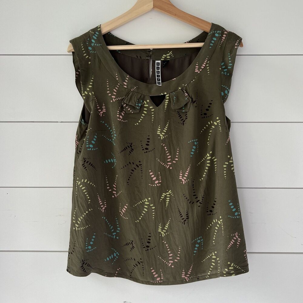 Silk Flutter Tank Blouse Olive Pink Teal Black Sariah Anthropologie Women's 6